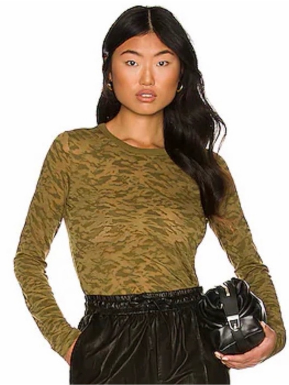 rag & bone Valencia Camo Top in green
